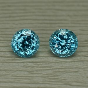 BlueZircon round pair 5.4mm 2.35cts zn1515 SOLD