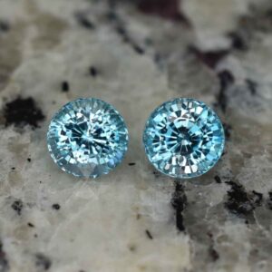 BlueZircon round pair 7.5mm 5.91cts H zn1410 SOLD