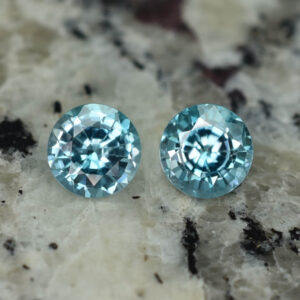 BlueZircon round pair 7.9mm 5.37cts H zn2328 SOLD