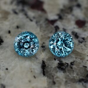 BlueZircon round pair 8.0mm 6.77cts zn1408 SOLD