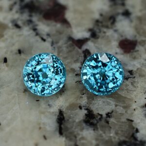 BlueZircon round pair 8.1mm 8.00cts zn1238 SOLD