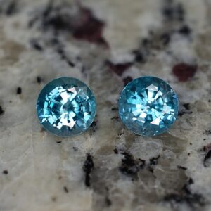 BlueZircon round pair 8.5mm 6.83cts zn2337 SOLD