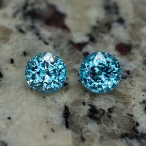 BlueZircon round pair 8.5mm 8.40cts zn1405 SOLD