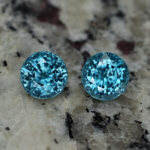 BlueZircon round pair 9.0mm 9.82cts zn2349 SOLD