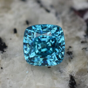 BlueZircon sq cush 8.5mm 7.25cts H zn2291 SOLD
