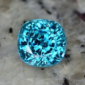 BlueZircon sq cush 9.1x8.9mm 6.40cts zn2282 SOLD