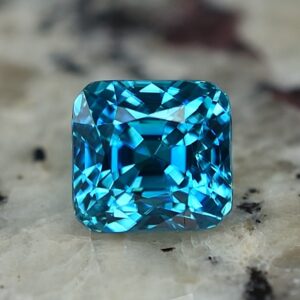 BlueZircon sq radiant 8.3x7.9mm 6.62cts zn2312 1 SOLD