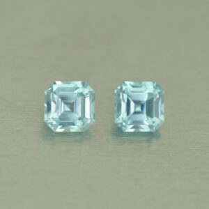 IceBlueZircon sq eme pair 4.5mm 1.42cts H zn5072 SOLD