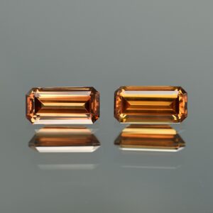 OrangeZircon eme cut pair 10.3x5.1mm 5.18cts zn2088 SOLD