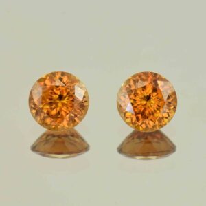 OrangeZircon round pair 7.0mm 3.99cts N zn6582