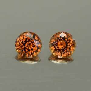 OrangeZircon round pair 7.5mm 5.12cts N zn4136 SOLD