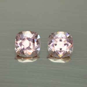 PinkChampagneZircon sq cush pair 8.5mm 8.18cts H zn4432