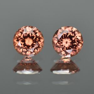 ROseZircon round pair 7.1mm 3.98cts zn2475
