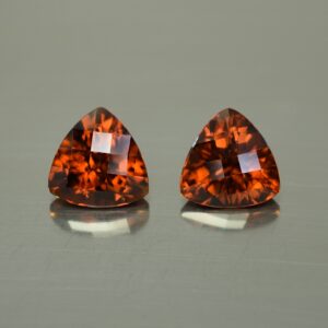 RedOrangeZircon ch trill pair 9.5mm 8.83cts N zn379 SOLD