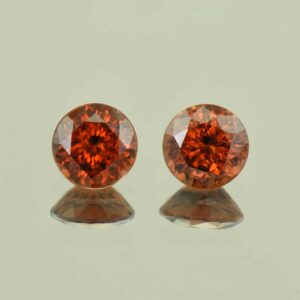 RedOrangeZircon round pair 7.0mm 4.03cts N zn6626 SOLD