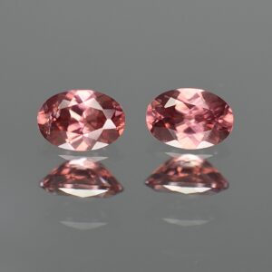 RoseZircon oval pair 6.5x4.5mm 1.74cts zn1600