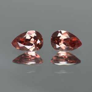 RoseZircon pearshape pair 8.9x6.0mm 3.78cts zn2480