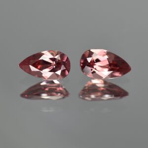 RoseZircon pearshape pair 9.5x5.5mm 3.73cts zn1158