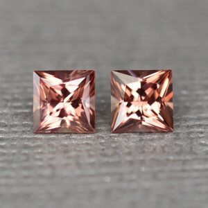 RoseZircon princess pair 5.0mm 1.93cts zn2493