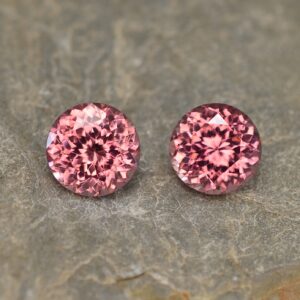 RoseZircon round pair 10.0 10.2mm 11.65cts b zn2040 SOLD