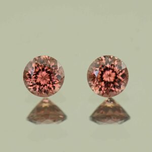 RoseZircon round pair 4.6mm 1.18cts H zn7678