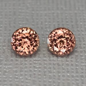RoseZircon round pair 6.0mm 2.70cts zn2574 SOLD