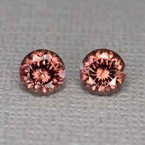 RoseZircon round pair 6.5mm 3.20cts zn2479 SOLD