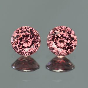 RoseZircon round pair 7.0mm 3.95cts zn3046 SOLD