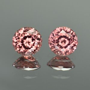 RoseZircon round pair 8.3 8.5mm 6.66cts zn2028