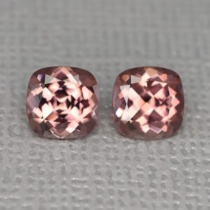 RoseZircon sq cush pair 6.5mm 3.50cts zn1727 SOLD