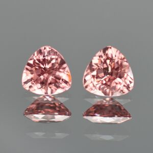 RoseZircon trillion pair 7.0mm 3.35cts a zn1173