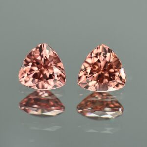 RoseZircon trillion pair 7.5mm 4.41cts zn2484 SOLD