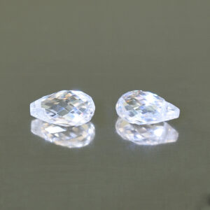 WhiteZircon brio pair 7.1x4.2mm 2.18cts H zn3599