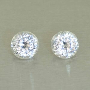 WhiteZircon round pair 7.5mm 4.98cts H zn5874