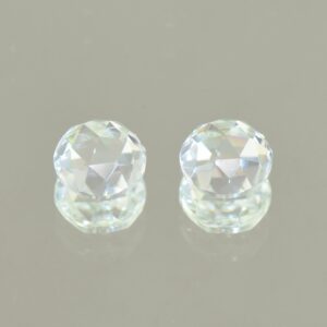 WhiteZircon round rosecut pair 6.0mm 2.25cts H zn5664 a