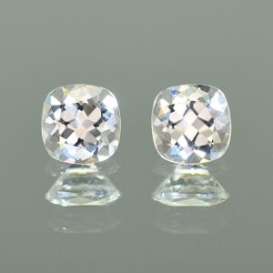 WhiteZircon sq cush pair 7.1mm 4.53cts H zn2367 SOLD