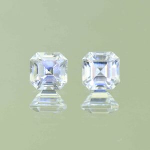 WhiteZircon sq eme cut pair 5.9mm 3.53cts H zn6690