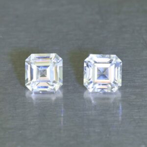WhiteZircon sq eme cut pair 6.0mm 3.38cts H zn6692 SOLD