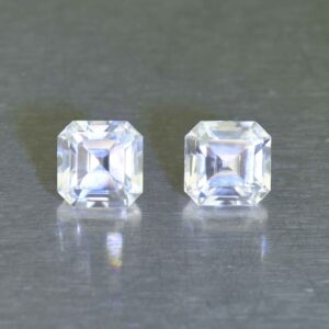 WhiteZircon sq eme cut pair 6.0mm 3.68cts H zn6696 SOLD