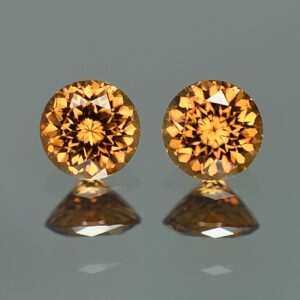 YellowOrangeZircon round pair 6.5mm 3.16cts zn3221