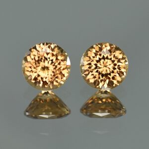 YellowOrangeZircon round pair 6.5mm 3.46cts zn3222 SOLD