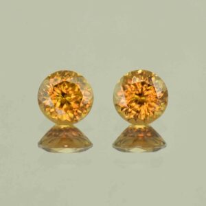 YellowOrangeZircon round pair 7.0mm 3.96cts N zn6641