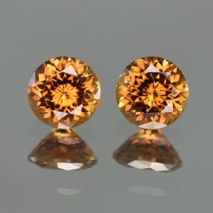YellowOrangeZircon round pair 7.0mm 4.28cts zn1994 SOLD