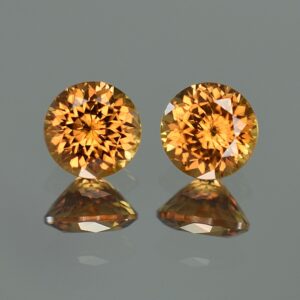 YellowOrangeZircon round pair 7.0mm 4.32cts zn3223